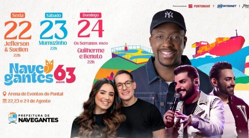Mumuzinho, Guilherme e Benuto, Jefferson & Suellen e Os Serranos são atrações nacionais para o aniversário de Navega em agosto