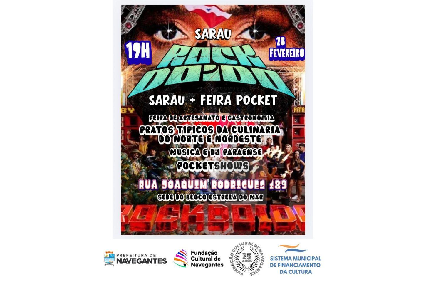 Sarau Feira Pocket movimenta Navegantes com música, cultura urbana e gastronomia no dia 28 de fevereiro
